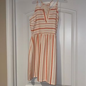 Cream and orange striped dress